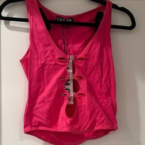Pink Cut-Out Tank Top